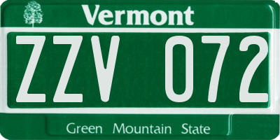 VT license plate ZZV072