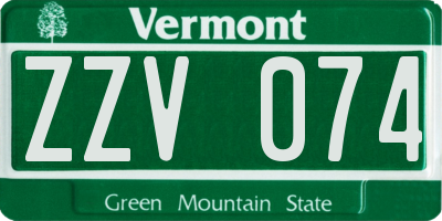 VT license plate ZZV074