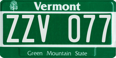 VT license plate ZZV077