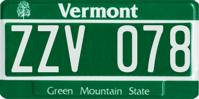VT license plate ZZV078