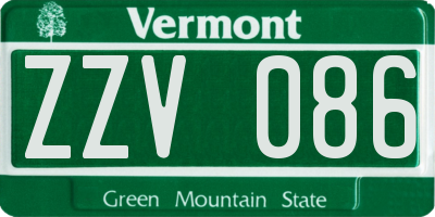 VT license plate ZZV086