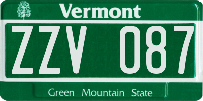 VT license plate ZZV087