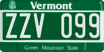 VT license plate ZZV099
