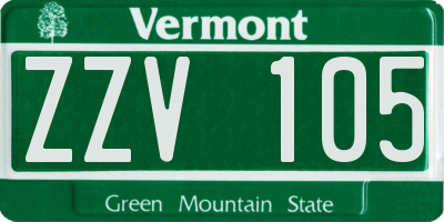 VT license plate ZZV105