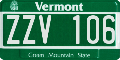 VT license plate ZZV106