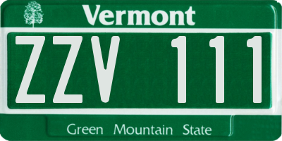 VT license plate ZZV111