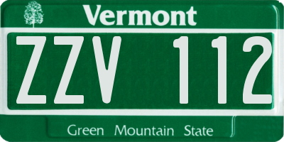 VT license plate ZZV112