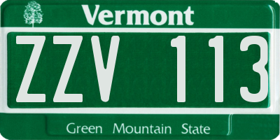 VT license plate ZZV113