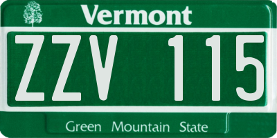 VT license plate ZZV115