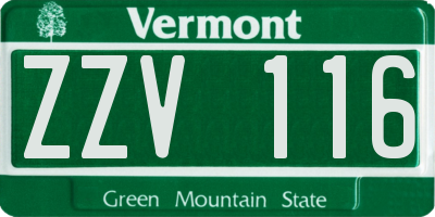 VT license plate ZZV116