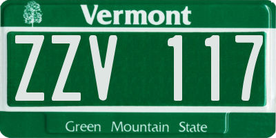 VT license plate ZZV117