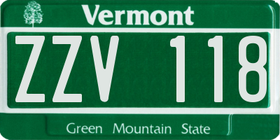 VT license plate ZZV118