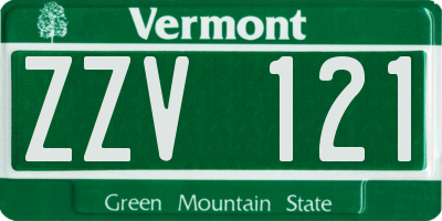 VT license plate ZZV121