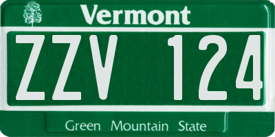VT license plate ZZV124