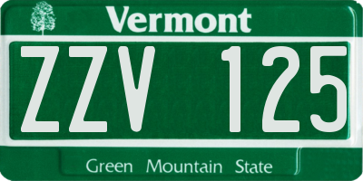 VT license plate ZZV125
