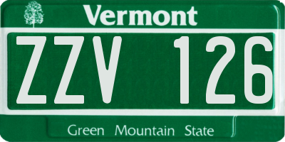 VT license plate ZZV126