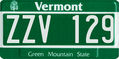 VT license plate ZZV129