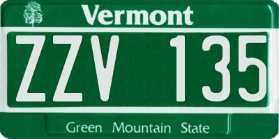 VT license plate ZZV135