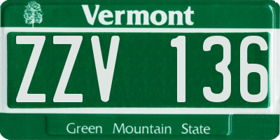 VT license plate ZZV136
