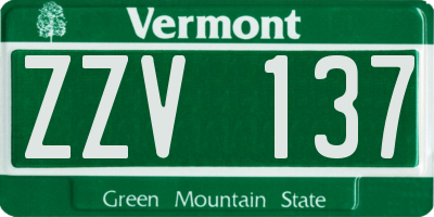 VT license plate ZZV137