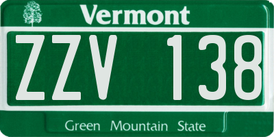 VT license plate ZZV138