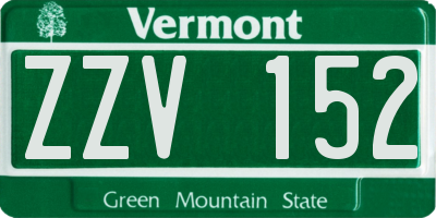 VT license plate ZZV152