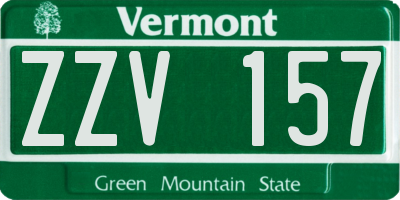 VT license plate ZZV157