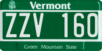 VT license plate ZZV160