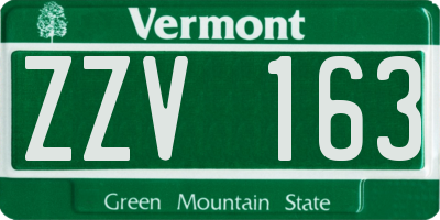 VT license plate ZZV163