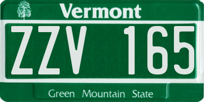 VT license plate ZZV165