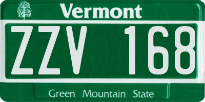 VT license plate ZZV168