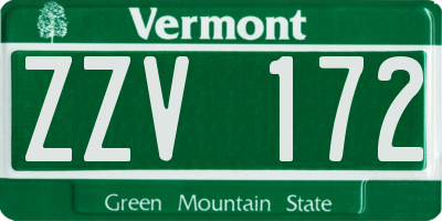 VT license plate ZZV172