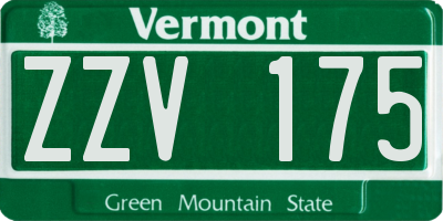 VT license plate ZZV175