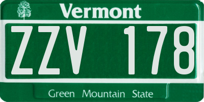 VT license plate ZZV178
