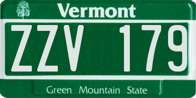 VT license plate ZZV179