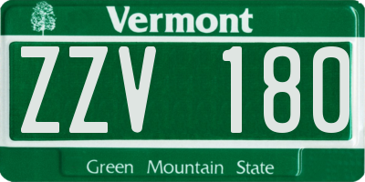 VT license plate ZZV180