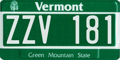 VT license plate ZZV181