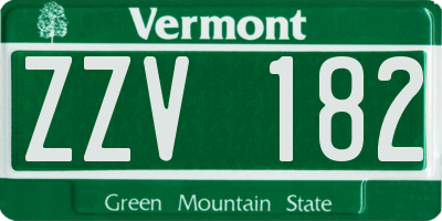 VT license plate ZZV182