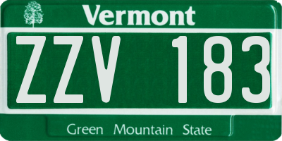 VT license plate ZZV183