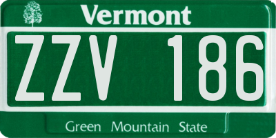 VT license plate ZZV186