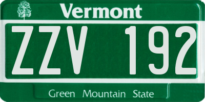 VT license plate ZZV192