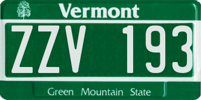 VT license plate ZZV193