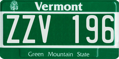 VT license plate ZZV196