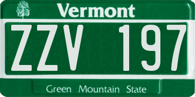 VT license plate ZZV197