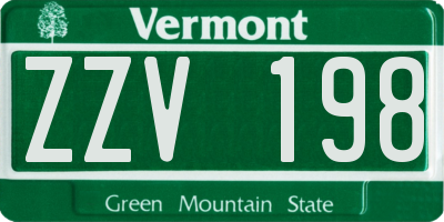 VT license plate ZZV198