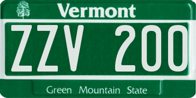VT license plate ZZV200