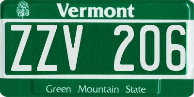 VT license plate ZZV206