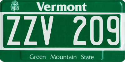 VT license plate ZZV209