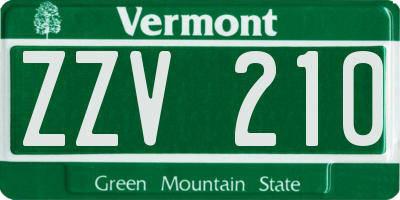 VT license plate ZZV210