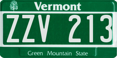VT license plate ZZV213